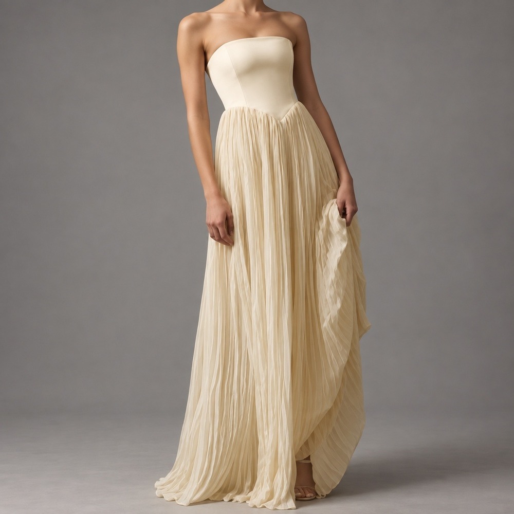 DELFI Collective Lourdes Dress XS Ivory Corset Pleated Wedding Formal